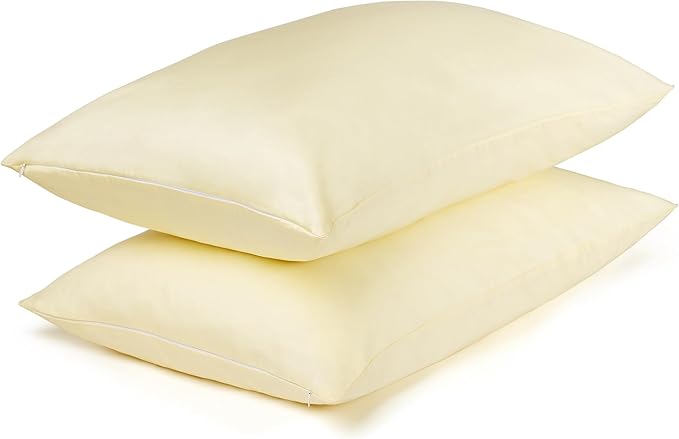 Cotton Pillow Protectors/Cases Queen Size with Zipper 2 Pack Ivory Color,Cooling & Breathable Bed Pillow Protectors Set of 2 Pillow Cases Cover (Queen Size 20" x 30")