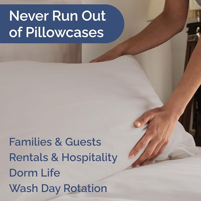 Queen Pillow Cases Set of 10 - Ultra Soft Hotel Quality Pillowcase Covers - Comfy, Cozy & Wrinkle Free - Shrink, Stain & Fade Resistant - Machine Washable Pillow Protectors - 10 Piece Set - Light Grey