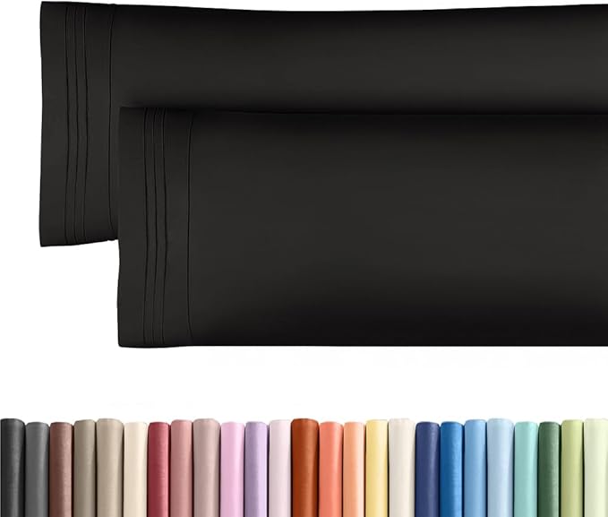 Body Pillowcases Set of 2-20x54 Long Body Pillow Case - Soft Body Pillow Cover for Sleeping & Side Sleepers - Comfy, Breathable, Wrinkle & Fade Free - Machine Washable w/Envelope Enclosure (Black)