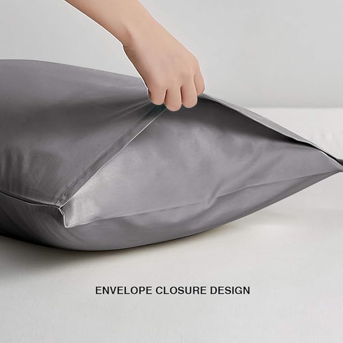 FLXXIE 6 Pack Microfiber Queen Pillowcases, Ultra Soft and Wrinkle, Fade Resistant Pillow Cases with Envelope Closure, 20x30 Inches, Dark Grey