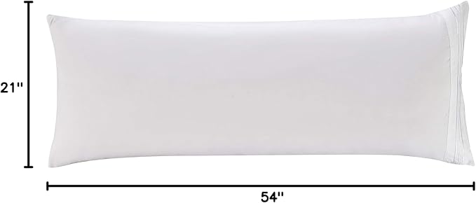Elegant Comfort Luxury Ultra-Soft 1-Piece Body Pillowcase - 1500 Premium Hotel Quality Microfiber Double Brushed - Wrinkle Resistant, Body Pillowcase Size, White