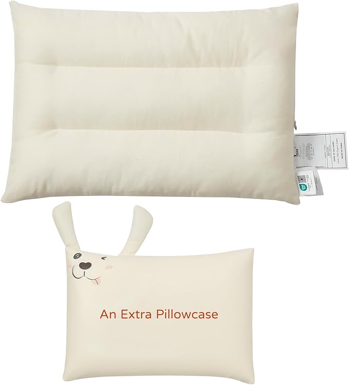 Organic Pillow with Cartoon Pillowcase -13x18 Adjustable Youth Pillow with Baffle Box, Kids Plilows with Cute Shell, Machine Washable, Perfect for Christmas, New Year's Day and Easter Gifts