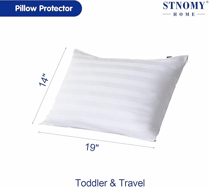 Premium Cotton Pillow Protectors with Zipper Durable Soft Breathable Pillow Cover Toddler Size & Travel Pillow Size 2 Pack