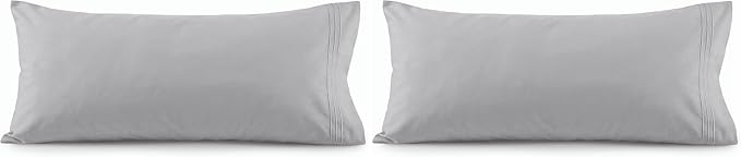 Elegant Comfort Luxury Ultra-Soft 1-Piece Body Pillowcase 1500 Thread Count Egyptian Quality Microfiber Double Brushed-Wrinkle Resistant, Body Pillowcase Size, Silver (Pack of 2)