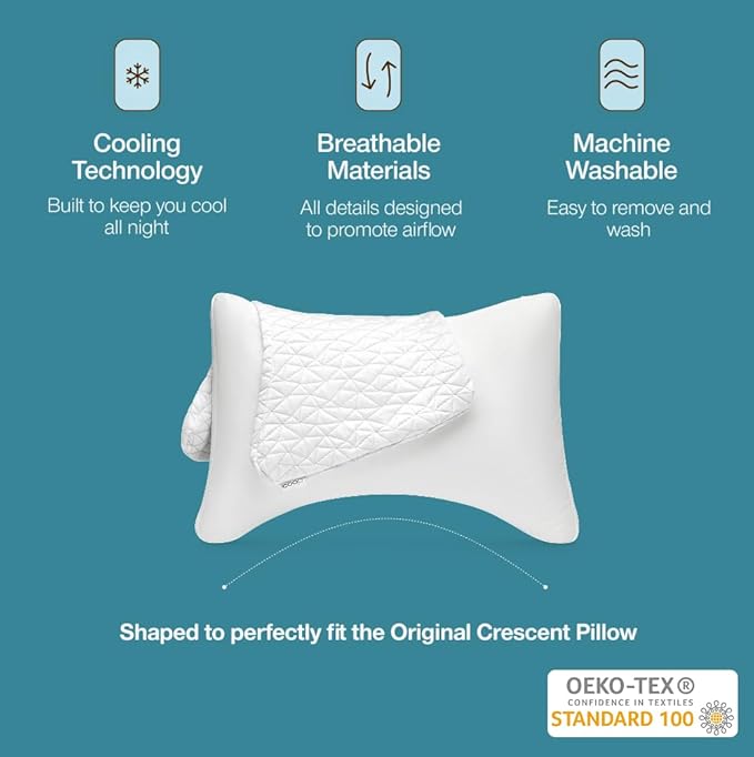 Coop Home Goods Cool Side Crescent Pillowcase, King Size Cooling Pillow Case for Hot Sleepers, Crescent Shape, Two-Sided Pillow Covers, Cozy Side & Cool Side, Ultra Soft Lulltra Cool Technology