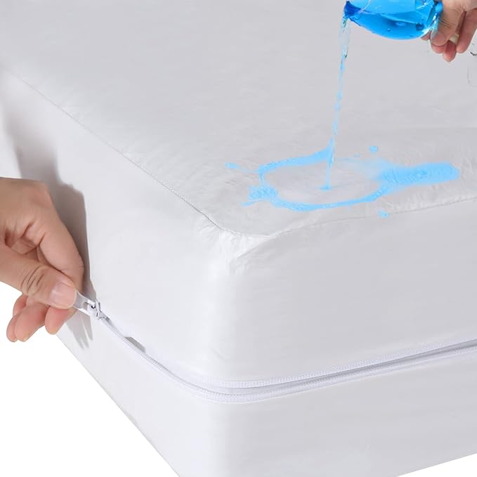 King Mattress Protector Fully Zippered Encased Waterproof Urine Proof Cover for Kids and Pets, Fits 6-9 Inch Depth