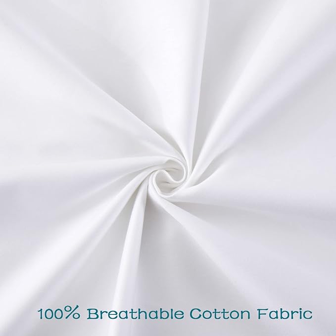 100% Cotton Zippered Pillow Cases Queen Size Set of 2, Super Soft & Breathable Pillow Protectors with Zipper, White Pillow Case Covers 20x30 Inches