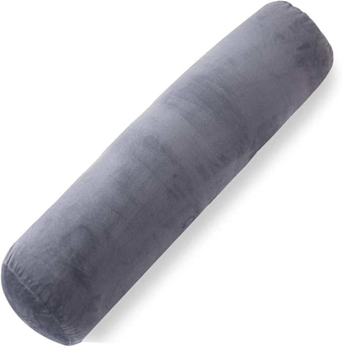 1 MIDDLE ONE Body Pillow for Adults, Bolster Pillow with Removable Velvet Cover, Long Round Cervical Roll Pillow, 35 x 7.87 Inches, Grey