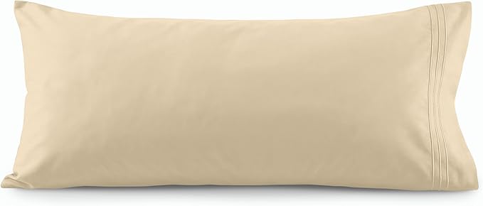 Elegant Comfort Luxury Ultra-Soft 1-Piece Body Pillowcase - 1500 Premium Hotel Quality Microfiber Double Brushed - Wrinkle Resistant, Body Pillowcase Size, Cream