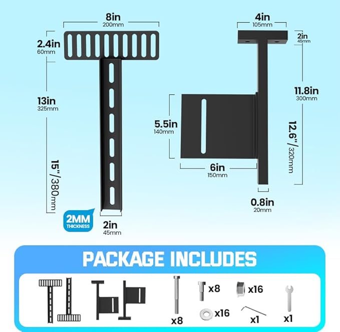 2 Pack Adjustable Headboard Bracket, Universal Metal Bed Frame Headboard with Extra Thick Steel,Bed Footboard Extension kit-Noise Free & Wobble Proof,Powder Coated Black Fit Twin/Full/Queen/King Size