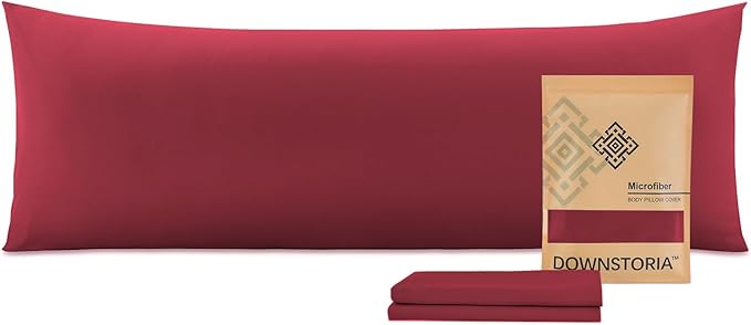 DOWNSTORIA Body Pillow Cover, Ultra Soft Microfiber Long Pillowcase, Envelope Closure Large Pillow Cases 20x54 inch (Burgundy Red)