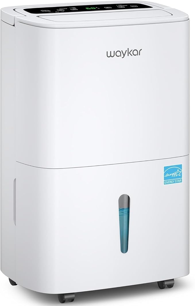 Waykar 120 Pints 2025 Energy Star Home Dehumidifier for Spaces up to 6,000 Sq. Ft, Ideal for Basement, Bathroom and Large Room with Drain Hose, Portable, Auto Defrost and Self-Drying