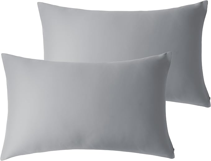 100% Cotton Classic Pillow Protectors with Invisible Zipper, 600 Thread Count Sateen Weave Soft and Breathable Pillow Cases, Protect Pillows from Dirt, Dust and Debris (Queen, 20"x30", Set of 4)