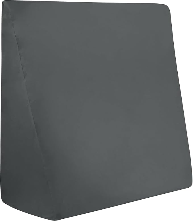 CirclesHome Wedge Pillow Cover 100% Cotton, Zippered Wedge Pillow Case Protector, Soft, Hypoallergenic & Breathable -Dark Grey, (25Wx26Lx7.5)