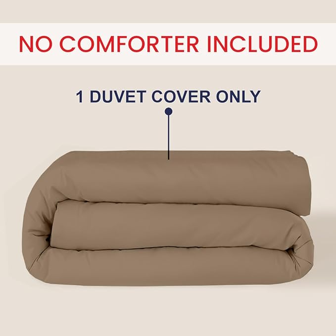 Kotton Culture 1 Pc Duvet Cover King Size-100% Egyptian Cotton 600 Thread Count Ultra Soft Premium Durable Comforter Cover Zipper Closure & Corner Ties - (Taupe, 104" X 94")