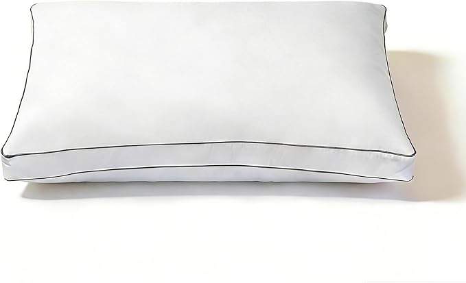 Goose Down Pillow Standard Size - 3-Chamber Gusseted Design for Balanced Neck Support - Luxury Hotel Collection Bed Pillow - Soft Medium Pillow for Side Back Sleepers - 1 Pack (20" x 26")