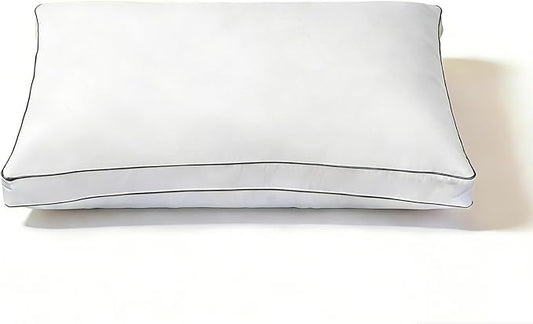 Goose Down Pillow Standard Size - 3-Chamber Gusseted Design for Balanced Neck Support - Luxury Hotel Collection Bed Pillow - Soft Medium Pillow for Side Back Sleepers - 1 Pack (20" x 26")