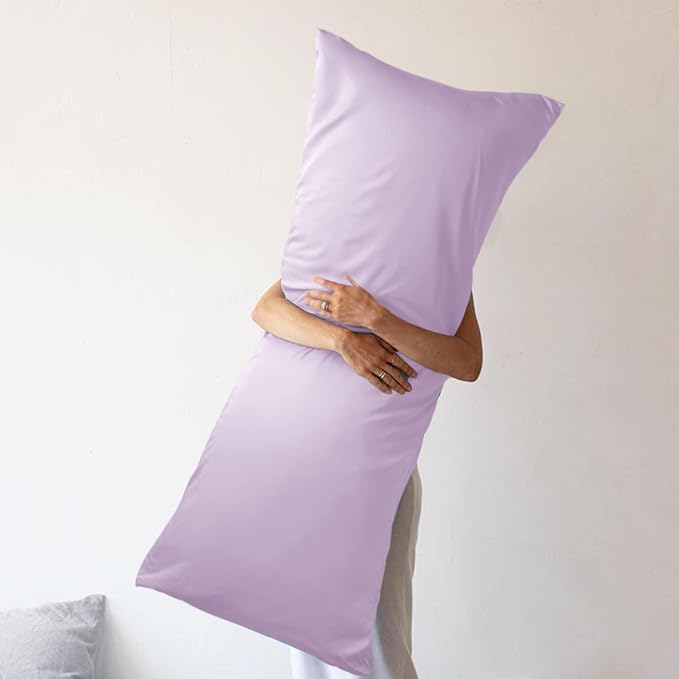 WishSmile Body Cooling Pillowcase Long Pillow Case Breathable Cool Silky Soft Rayon Derived from Bamboo Fabric,Hair and Skin Friendly,Light Purple,1 Pack,20x54IN