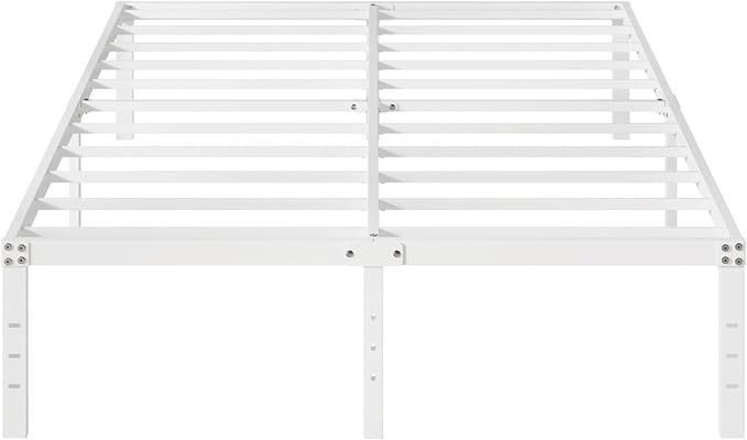 Upcanso 16 Inch White California King Bed Frames No Box Spring Need, Platform Cal King Bed Frame with High Storage, Eassy Assembly 3,500 lbs Heavy Duty Bedframes