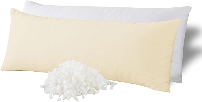 WhatsBedding Memory Foam Body Pillow with Breathable Zippered Cotton Cover, Full Body Pillow for Adults, Long Pillow for Sleeping, Firm Breathable Fluffy Supportive-Beige