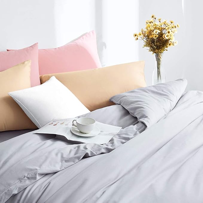 FLXXIE Pillow Cases Queen, Soft Microfiber Pillow Covers with Envelope Closure, Wrinkle Resistant Pillowcases, 2 Piece Set, 20x30, Light Taupe