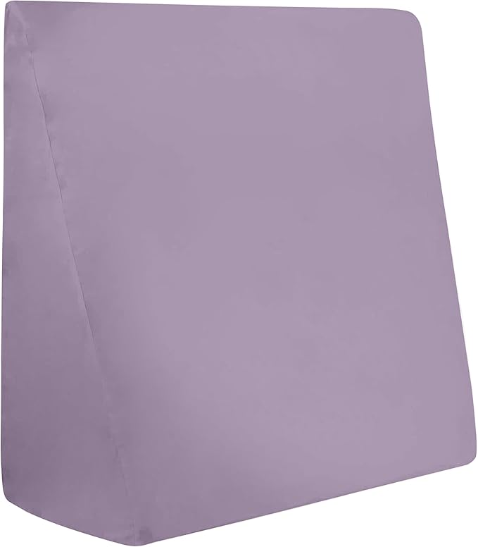 CirclesHome Wedge Pillow Cover 100% Cotton, Zippered Wedge Pillow Case Protector, Soft, Hypoallergenic & Breathable -Lavender, (24Wx25Lx12)