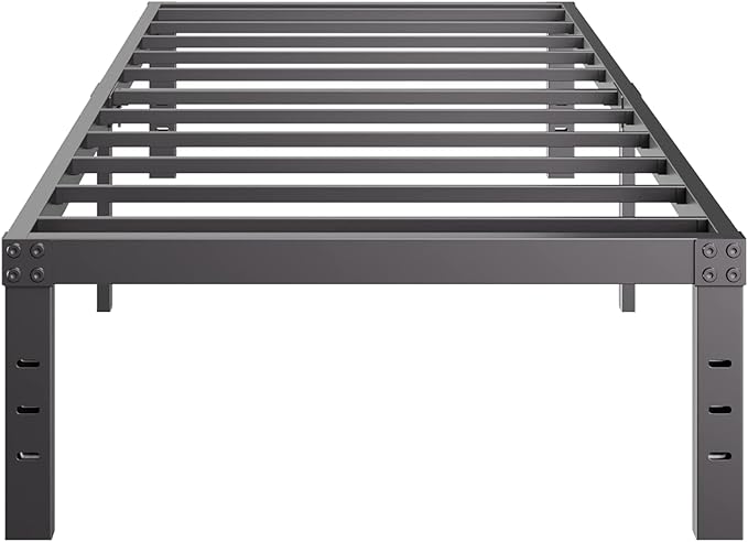 Twin-Size Metal Bed-Frame No Box Spring Needed,12-Inch Noise Free Black Platform Bed-Base, Easy Assembly,Heavy Duty Steel Slat Support Non Slip Mattress-Foundation
