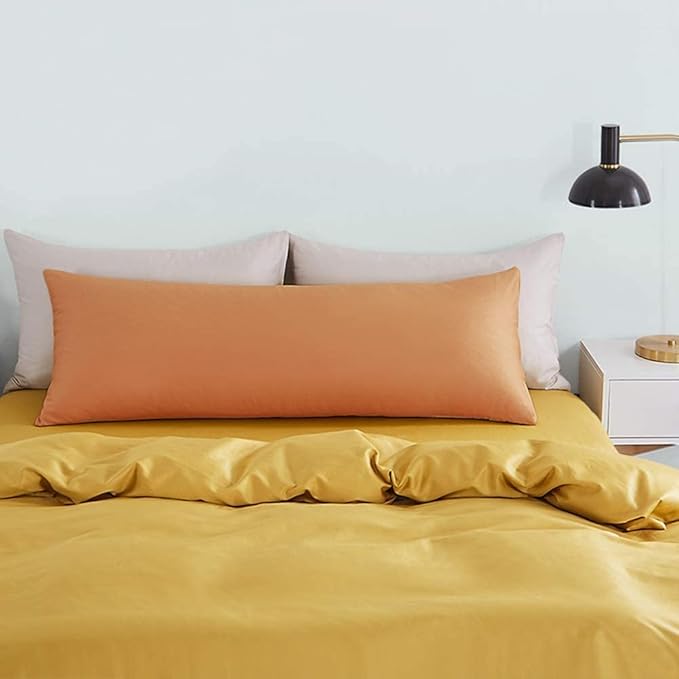 FLXXIE Body Pillow Cover - Super Soft Microfiber 20x54 Body Pillow Case - Envelope Closure, Wrinkle, Stain Resistant 20x54 Long Pillowcase, Orange