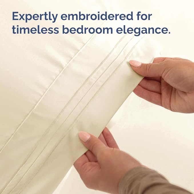 Standard Pillow Cases Set of 4 - Ultra Soft Hotel Quality Pillowcase Covers - Comfy Bedding for Women, Men, Kids & Teens - Machine Washable Pillow Protectors - 4 Piece Set - Standard Size Off White