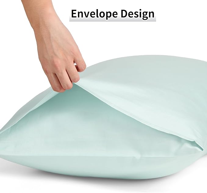 Warmstar Cotton Pillow Cases Queen Size Set of 2, 600 Thread Count Pillowcases 20x30 Inches, Soft Long Staple Cotton Pillowcases Breathable with Envelope Closure,Sky Blue