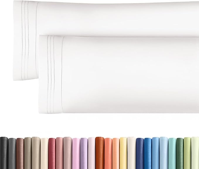 Body Pillowcases Set of 2-20x54 Long Body Pillow Case - Soft Body Pillow Cover for Sleeping & Side Sleepers - Comfy, Breathable & Fade Free - Machine Washable w/Envelope Enclosure - (Antique White)