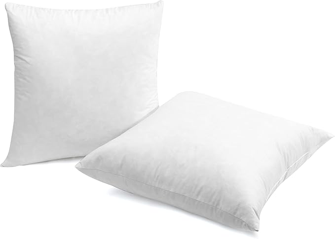 SNUG&COZY Luxury Goose Down Feather Pillow Inserts - 22x22IN, Double Layered Down-Proof Design, Ultra-Soft Cover, High Fill Weight, Pack of 2, White