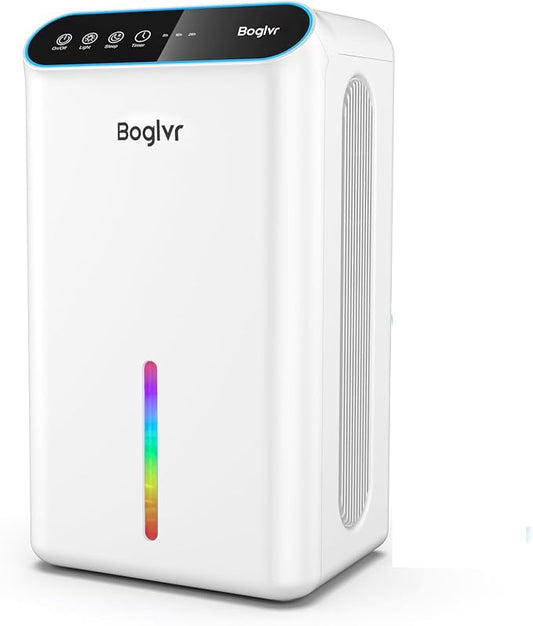 Dehumidifier for Home, 85 OZ Water Tank, (800sq.ft) Small Dehumidifiers for Bathroom Bedroom Basement with Drain Hose, Auto Shut Off, 3 Gear Timer, Sleep Mode, 7 Colors LED Light