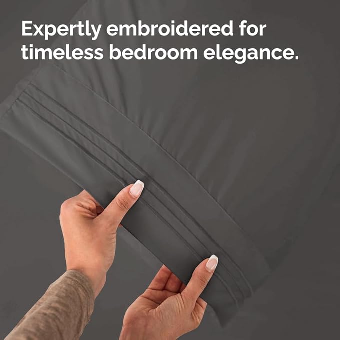 King Standard Pillow Cases Set of 4 - Soft Hotel Quality Pillowcase Covers - Comfy Bedding for Women, Men, Kids & Teens - Machine Washable Pillow Protectors - 4 Piece Set - King Standard Size Charcoal