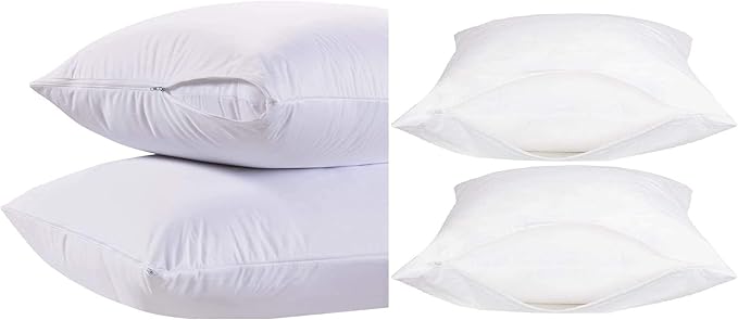 4 Pack Deluxe Zippered Vinyl Pillow Covers - Waterproof Protectors for Longer Lasting Pillows. Standard Size 20"x29". Ideal for Home, Hotel and Hospital use.