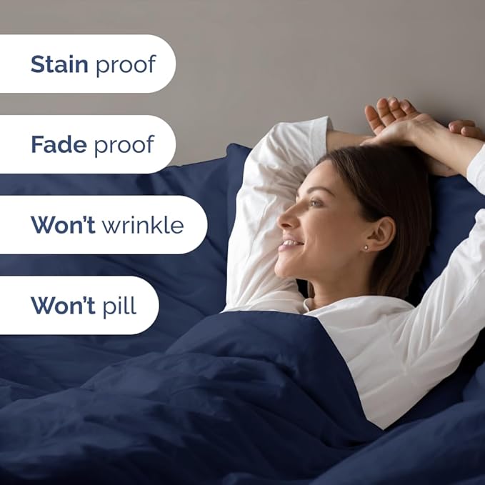 Duvet Cover Oversized King Size Set - Extra Soft Oversized King Duvet Cover with 2 Pillow Shams - Hotel Luxury, Easy Care & Fade Free w/ Zipper Closures & Ties - Comfy, Cozy & Breathable (Navy Blue)