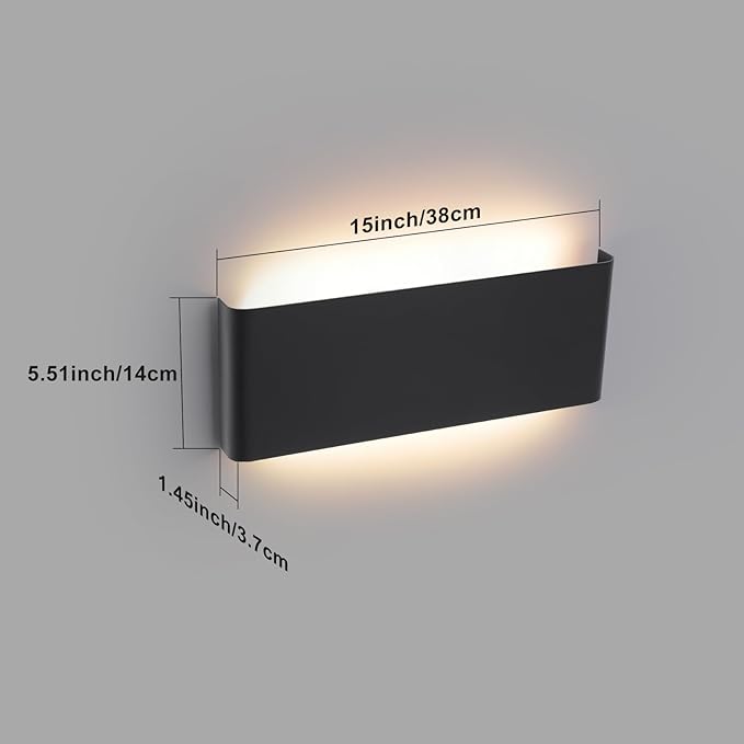 Mille Lucciole 15"Modern LED vanity light,20W Dimmable 5 CCT (3000K-6500K) Adjustable Wall Lamp,Up and Down Wall Lighting,Indoor Wall Sconce for Bedroom,Staircase,Hallway,Dressing Table,4 Pack（Black）