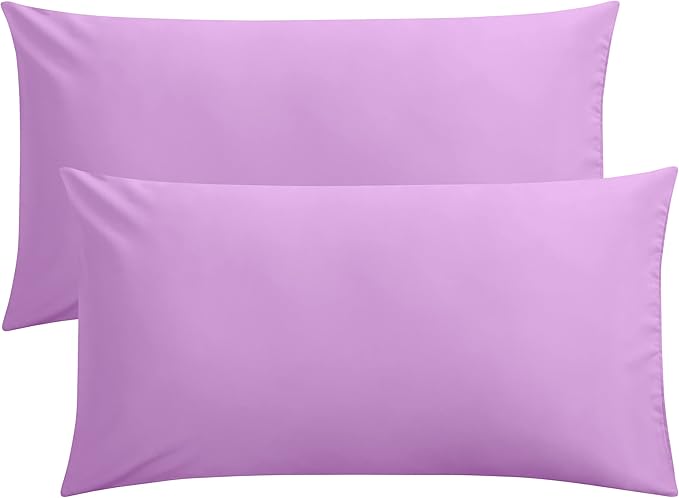 FLXXIE King Pillow Cases Set of 2, Soft Microfiber Pillow Covers with Envelope Closure, Wrinkle, Fade and Stain Resistant Pillowcases, 20x36, Lavender