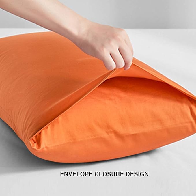 FLXXIE Body Pillow Cover - Super Soft Microfiber 20x54 Body Pillow Case - Envelope Closure, Wrinkle, Stain Resistant 20x54 Long Pillowcase, Orange