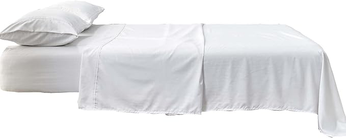 Kingnex Queen Sheet Set Striped Pattern Soft Brushed Microfiber 1 Fitted Sheet 1 Flat Sheet 2 Pillowcases Bedding Sheets Set White