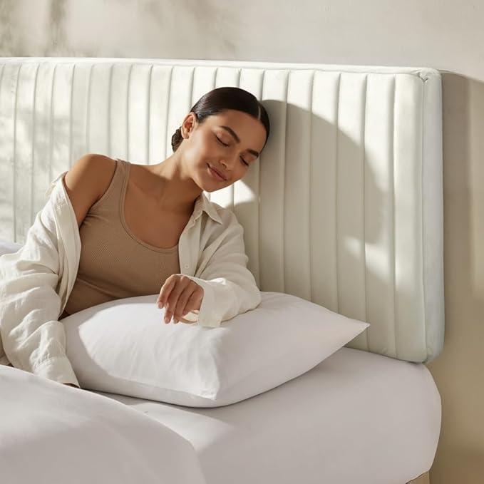 Hearth & Harbor King Headboard Only, Floating Wall Mounted Headboard King Size, Easy Assemble Upholstered Peel and Stick Headboards, 3D Soundproof Bed Wall Panels, Velvet Stick on Headboards, White