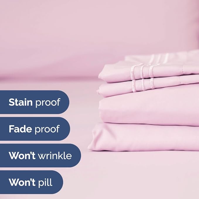 Flex Top Split Head King 4 Piece Sheet Set - Ultra-Soft, Breathable & Cooling Bed Sheets Set - Hotel Luxury Bedding for Women & Men with Deep Pockets - Wrinkle and Fade Free - Oeko-Tex - Light Pink