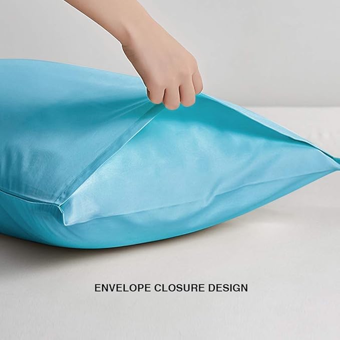 FLXXIE King Pillow Cases Set of 2, Soft Microfiber Pillow Covers with Envelope Closure, Wrinkle, Fade and Stain Resistant Pillowcases, 20x36, Blue