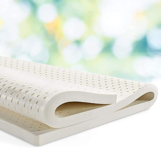 Natural Latex Mattress Topper for Back Pain Relief - Medium Firm, Double Bed Size, Pressure Relief, Hypoallergenic, Removable Washable Cover