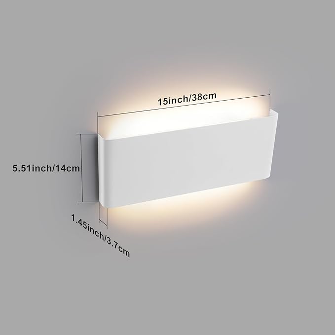 Mille Lucciole 15"Modern LED vanity light,20W Dimmable 5 CCT (3000K-6500K) Adjustable Wall Lamp,Up and Down Wall Lighting,Indoor Wall Sconce for Bedroom,Staircase,Hallway,Dressing Table,2 Pack（White）