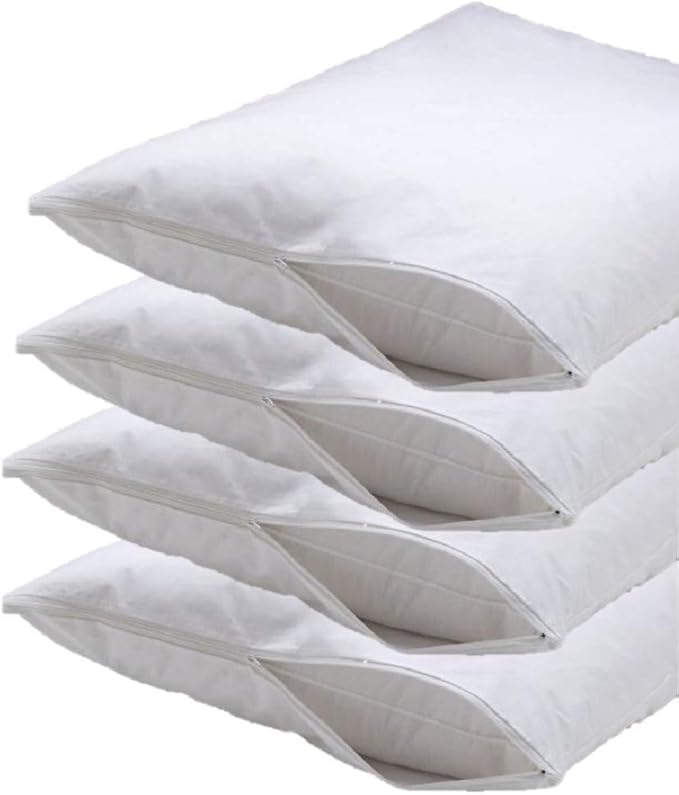 4 Pack Deluxe Zippered Vinyl Pillow Covers - Waterproof Protectors for Longer Lasting Pillows. Standard Size 20"x29". Ideal for Home, Hotel and Hospital use.