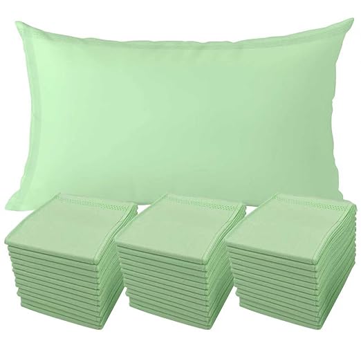 Disposable Pillow Case Covers(Pack of 100),Bulk Pillow Cases for Medical Hospital Travel,Paper Pillow Cases Disposable 21” Width x 30”Length (Green)