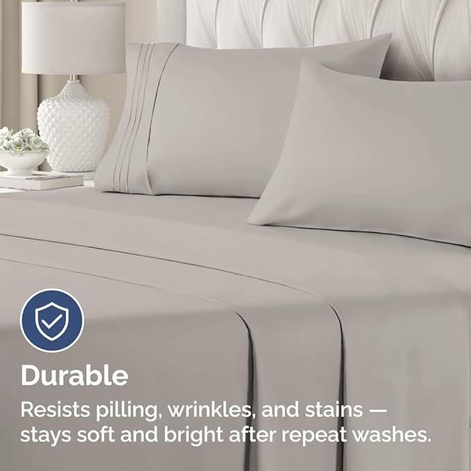 Standard Pillow Cases Set of 4 - Ultra Soft Hotel Quality Pillowcase Covers - Comfy Bedding for Women, Men, Kids & Teens - Machine Washable Pillow Protectors - 4 Piece Set - Standard Size Light Grey