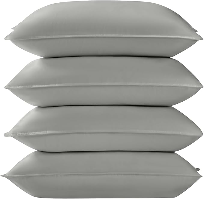 Goose Down Pillows King Size Set of 4, Hotel Quality Bed Pillow for Sleeping 4 Pack, 900 Fill Power Natural White Goose Feather Pillows with 700 TC 100% Organic Cotton Shell, 18"x36" Dark Grey