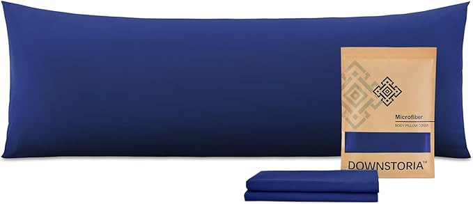 DOWNSTORIA Body Pillow Cover, Ultra Soft Microfiber Long Pillowcase, Envelope Closure Large Pillow Cases 20x54 inch (Navy Blue)